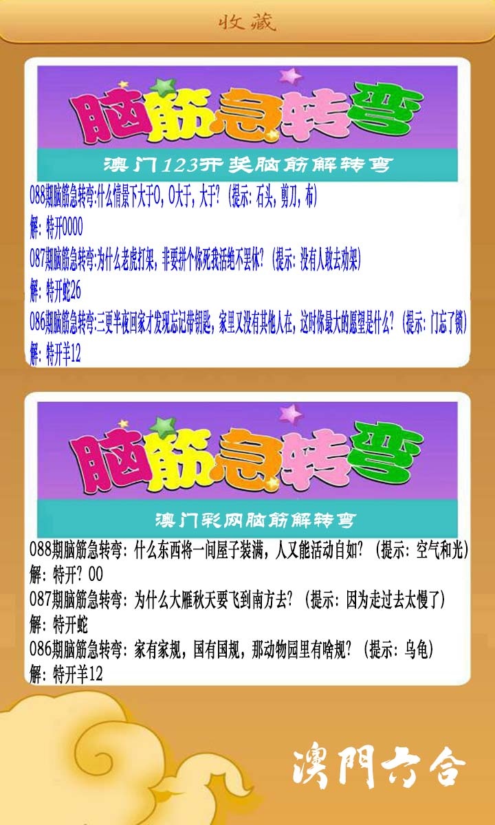 088期澳门脑筋急转弯[图]